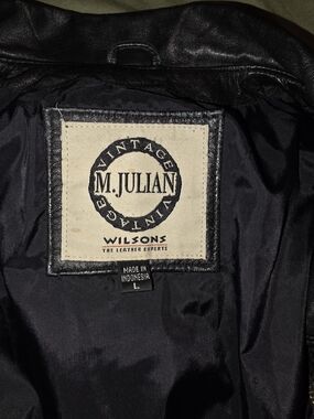 Size L Vintage M. Julian Wilsons Leather Black Button Up Jacket
